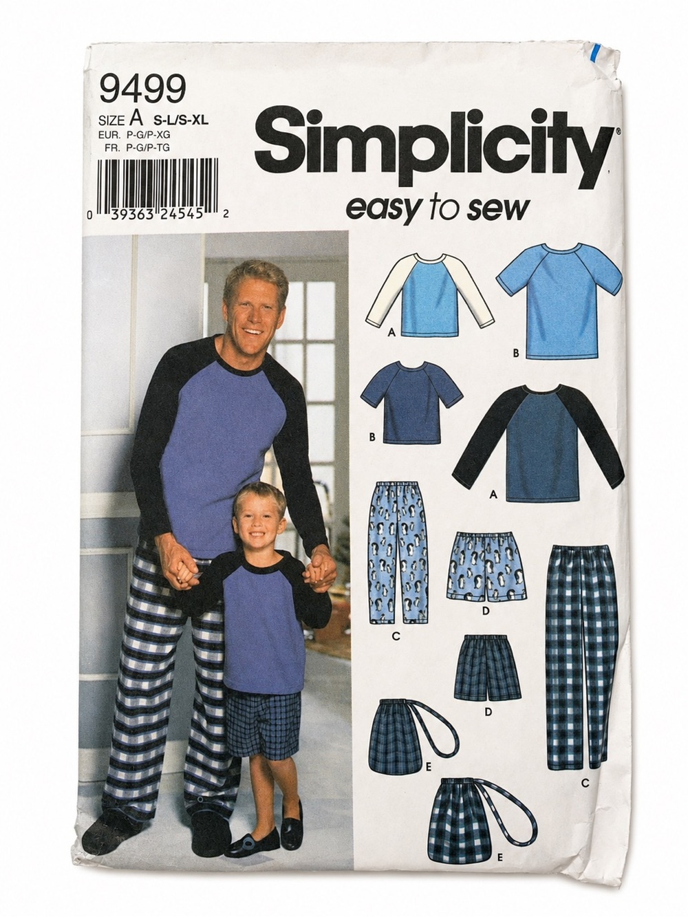 Simplicity 9499 Men Boys Pajama Loungewear Sewing Pattern S to XL Uncut